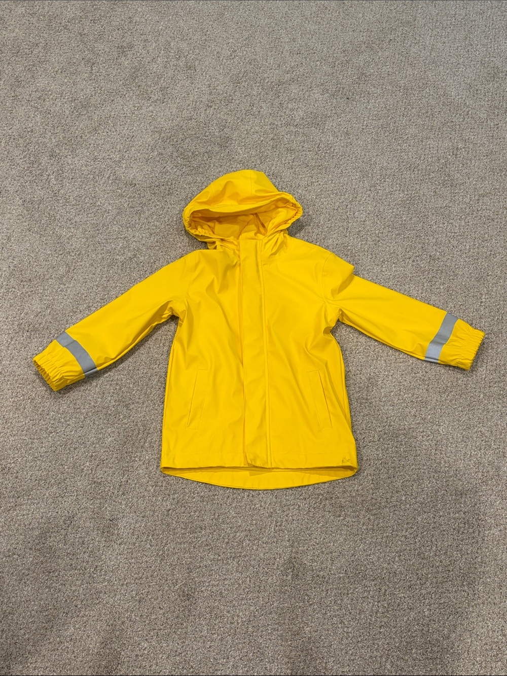 Cat & Jack Yellow Hooded Kids Raincoat with Reflective Stripes